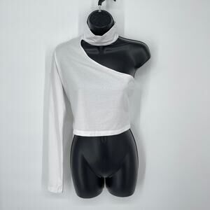 Cotton Citizen NEW Women's The Brisbane Cutout Turtleneck Top Size M White